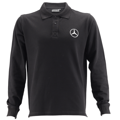 Uzun Kollu Polo Yaka Siyah T-Shirt resmi